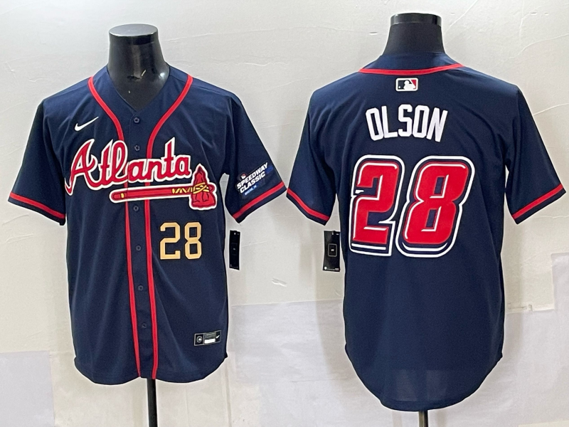 Men Atlanta Braves 28 Olson blue Nike 2025 MLB Jersey style 002